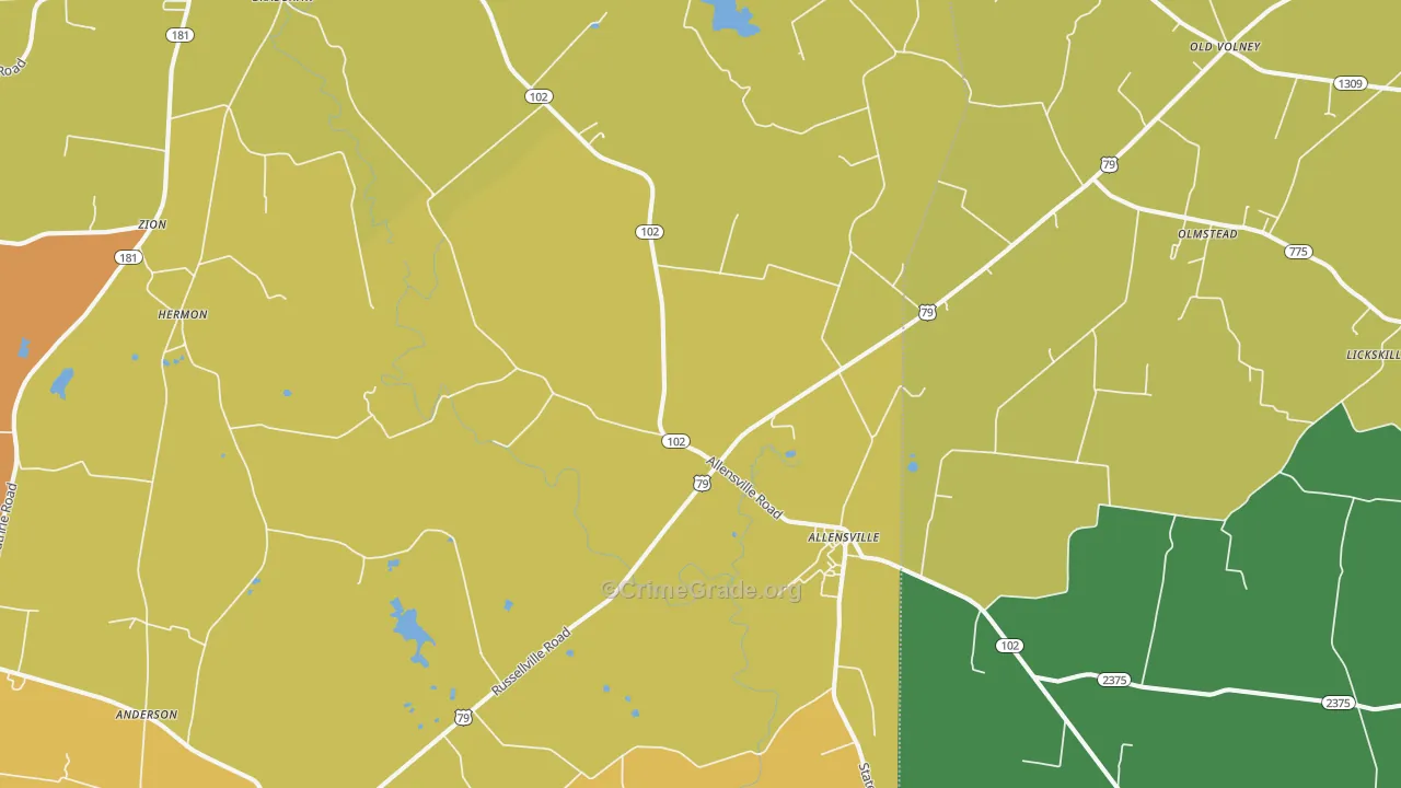 Allensville, KY Map of Drug-Related Crime Rates