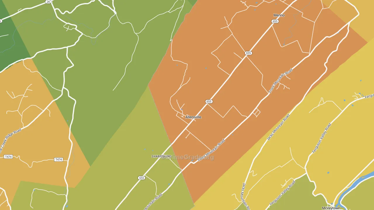 Allensville, PA Map of Drug-Related Crime Rates