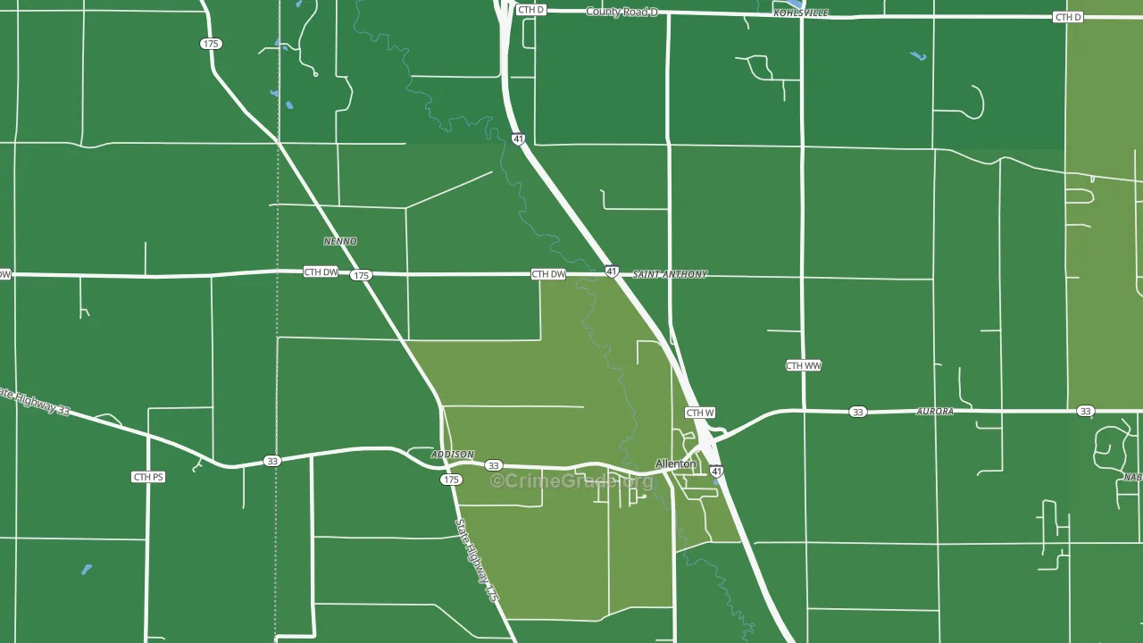 Allenton, WI Map of Drug-Related Crime Rates