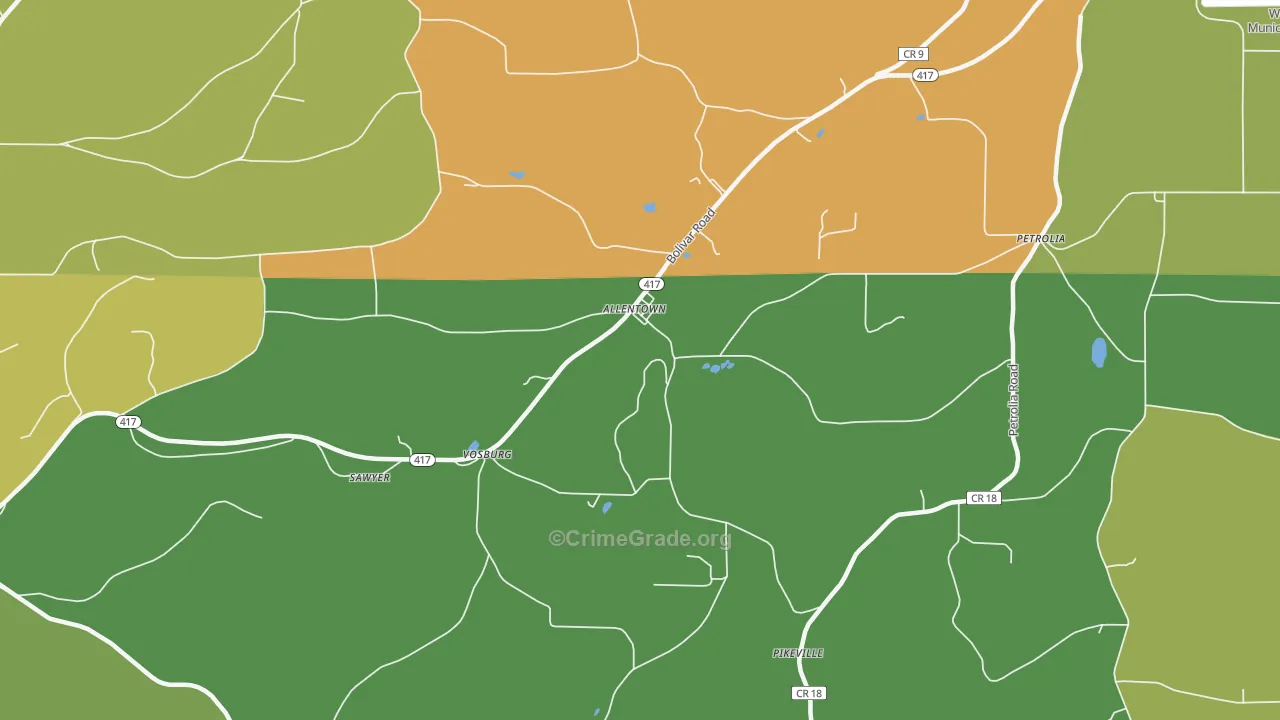 Allentown, NY Map of Drug-Related Crime Rates