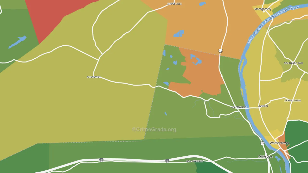 Allenwood, PA Map of Drug-Related Crime Rates