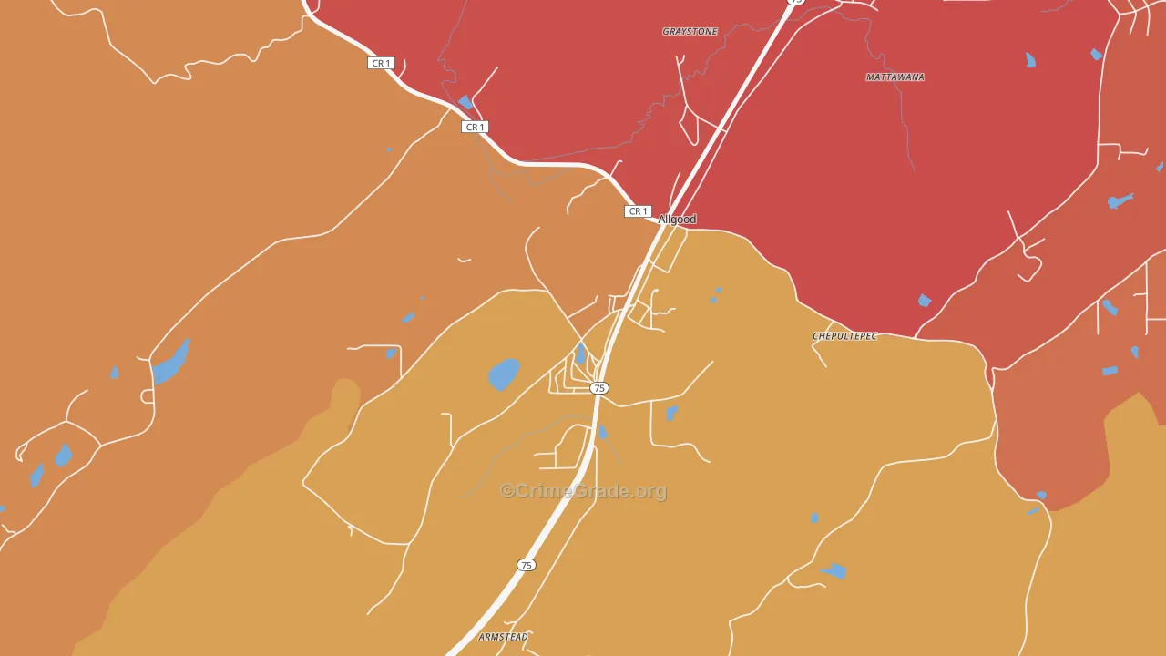Allgood, AL Map of Drug-Related Crime Rates