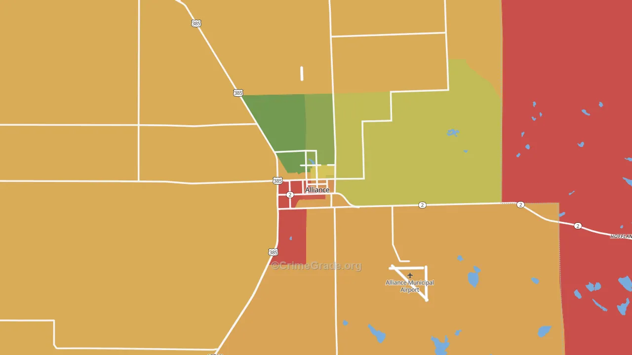 Alliance, NE Map of Drug-Related Crime Rates
