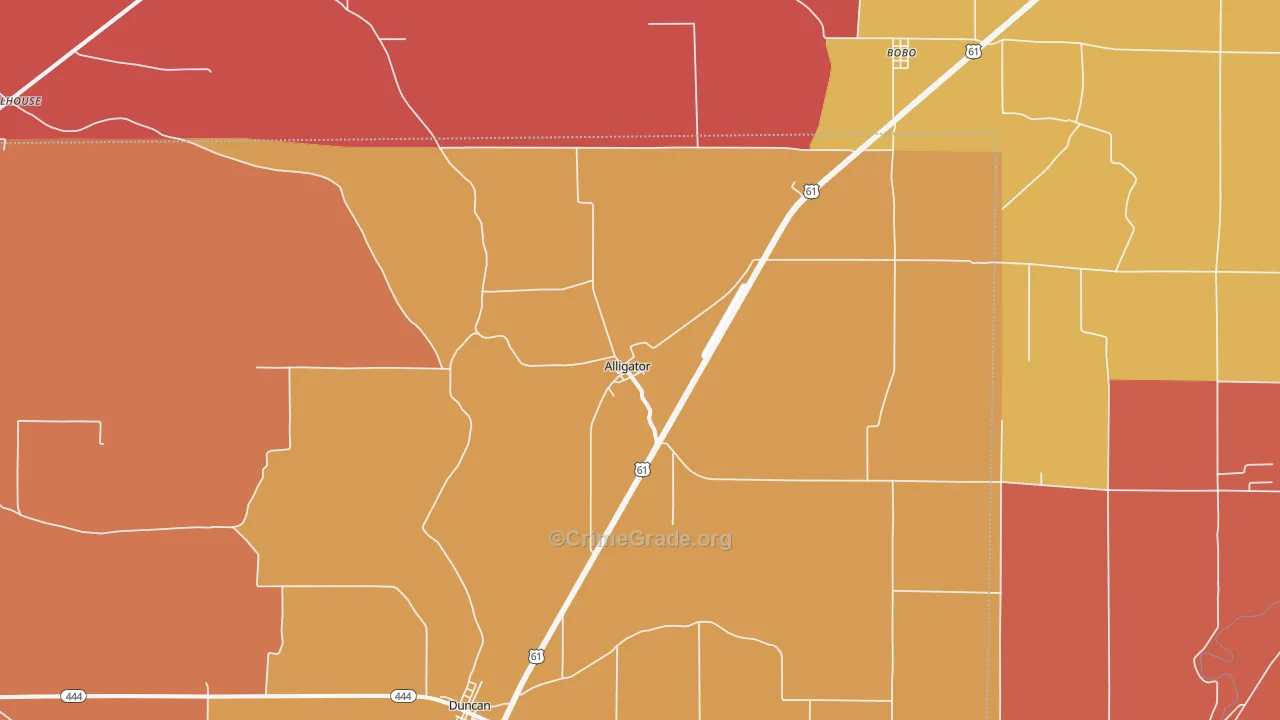 Alligator, MS Map of Drug-Related Crime Rates