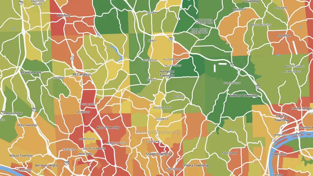 Allison Park, PA Map of Drug-Related Crime Rates