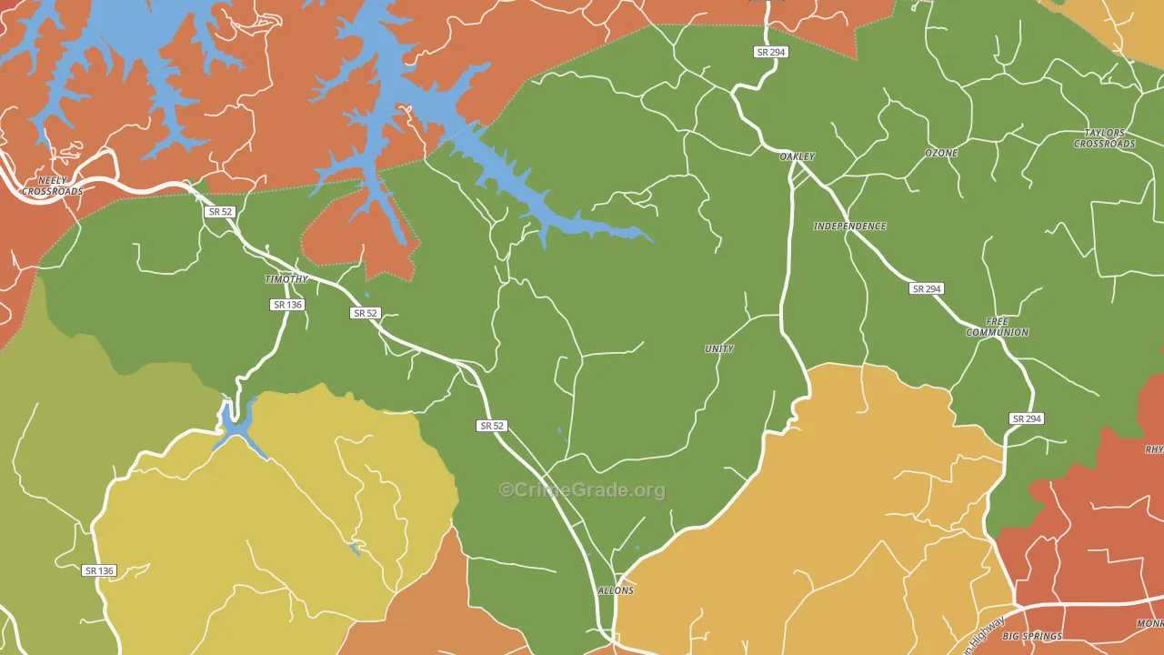 Allons, TN Map of Drug-Related Crime Rates