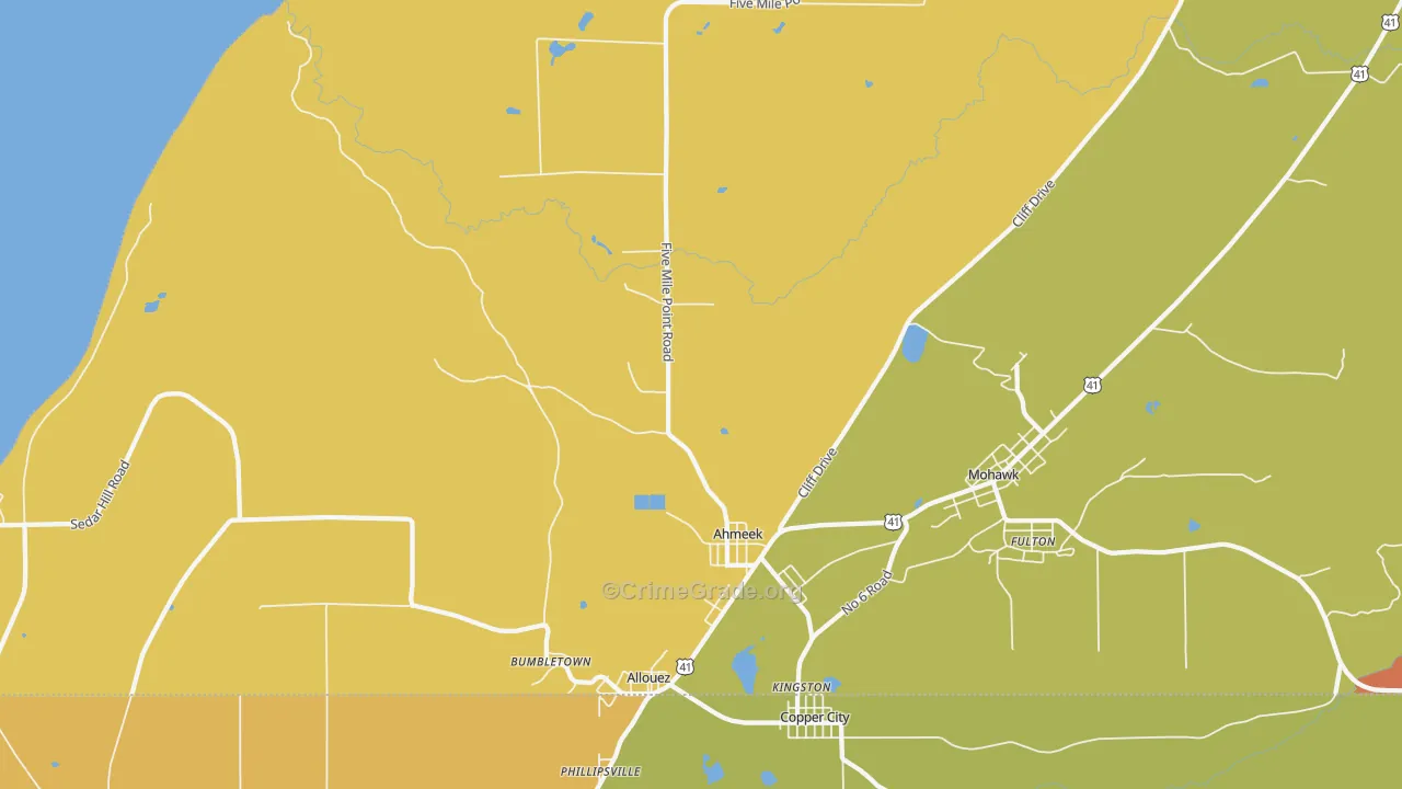 Allouez, MI Map of Drug-Related Crime Rates