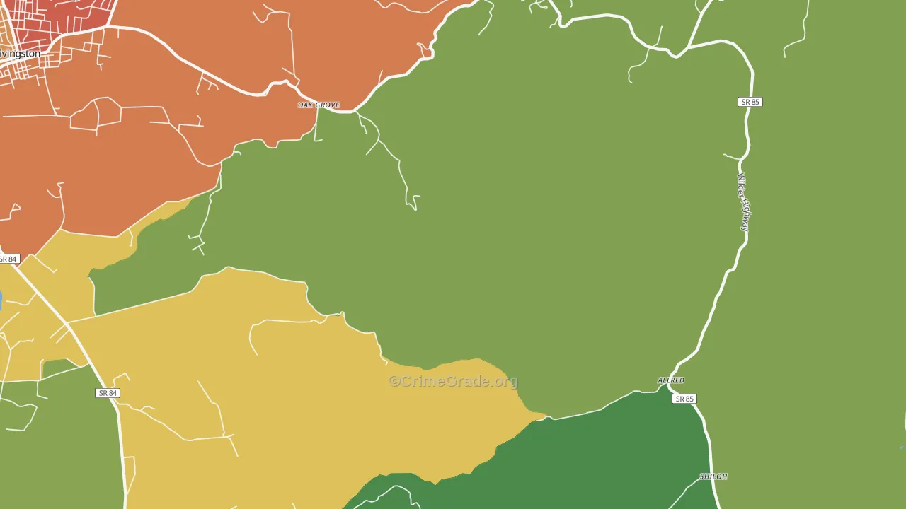 Allred, TN Map of Drug-Related Crime Rates