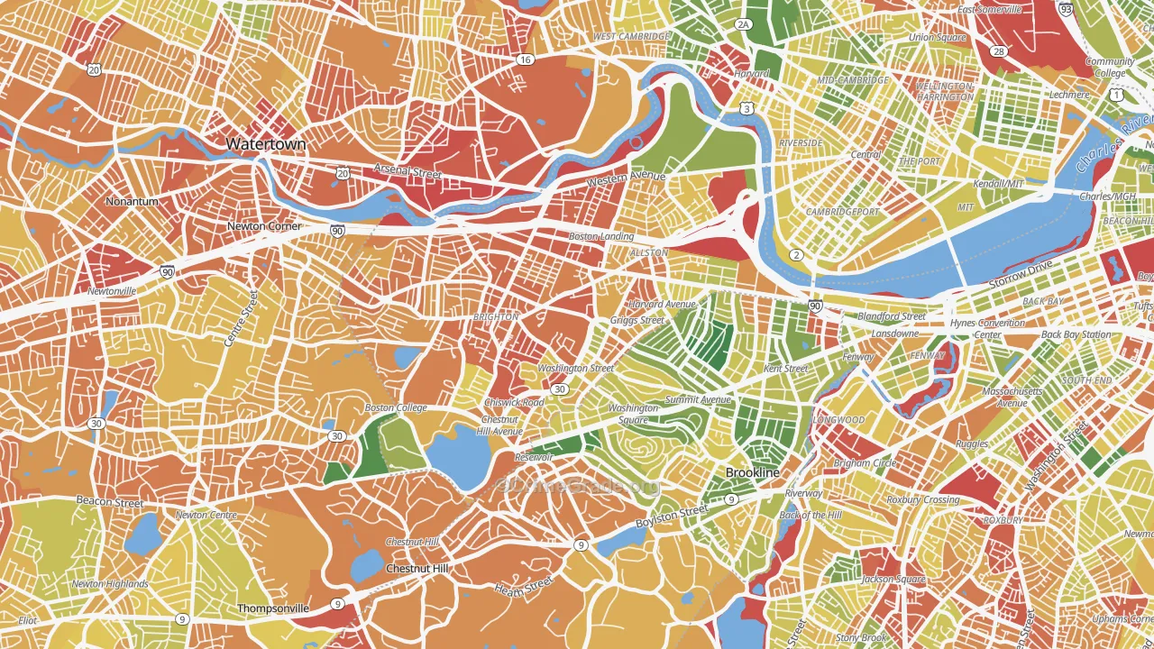 Allston-Brighton, Brighton, MA Map of Drug-Related Crime Rates