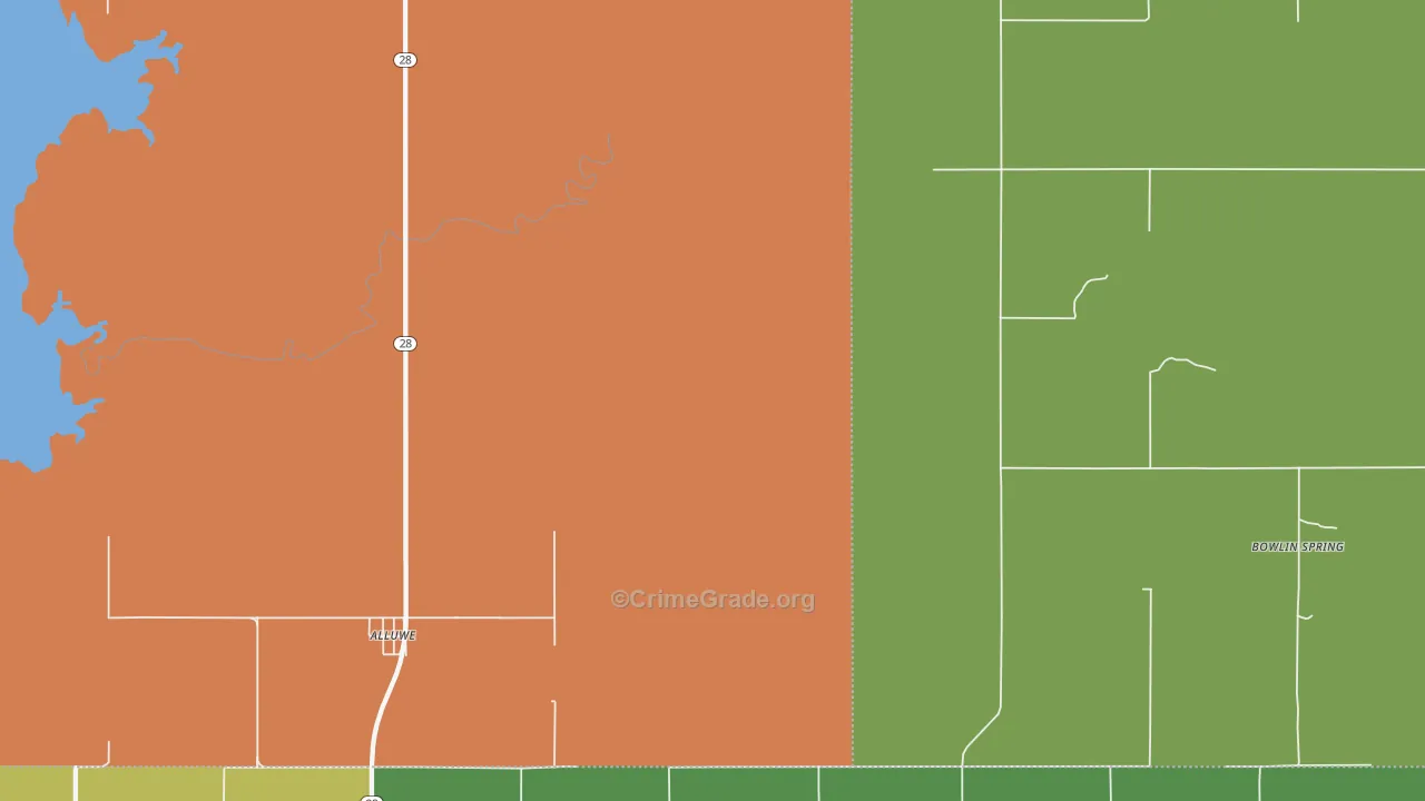 Alluwe, OK Map of Drug-Related Crime Rates
