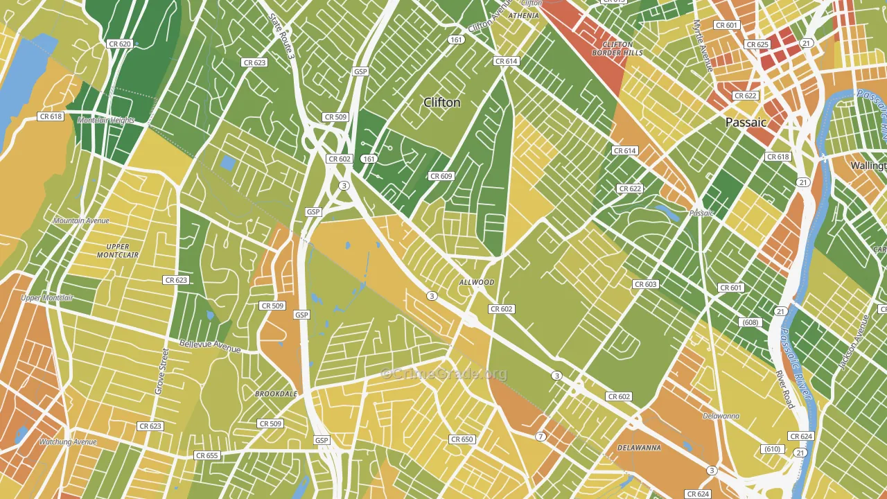 Allwood, Clifton, NJ Map of Drug-Related Crime Rates