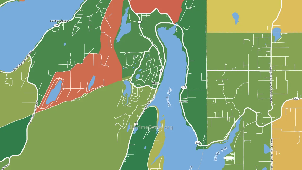 Allyn, WA Map of Drug-Related Crime Rates