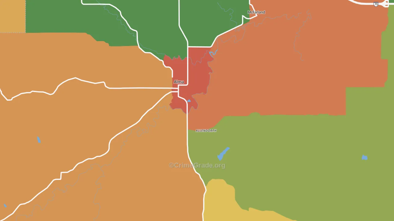 Alma, KS Map of Drug-Related Crime Rates