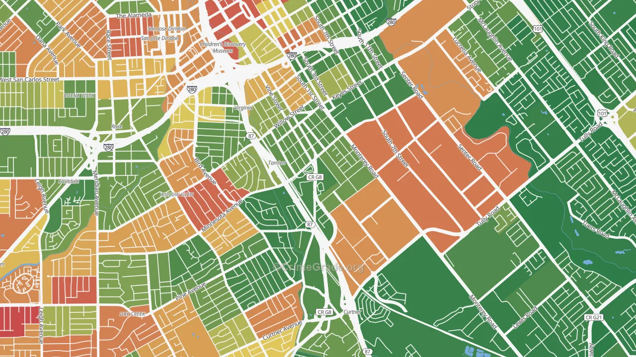 Alma, San Jose, CA Map of Drug-Related Crime Rates