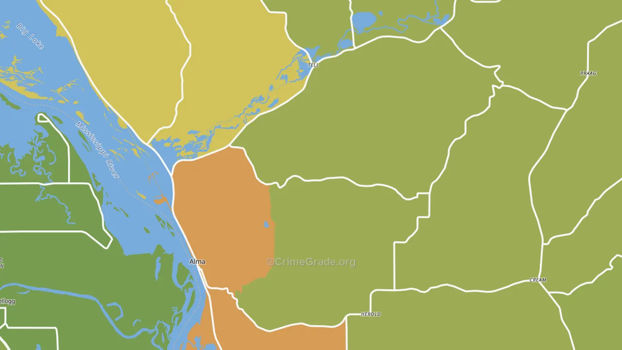 Alma, WI Map of Drug-Related Crime Rates