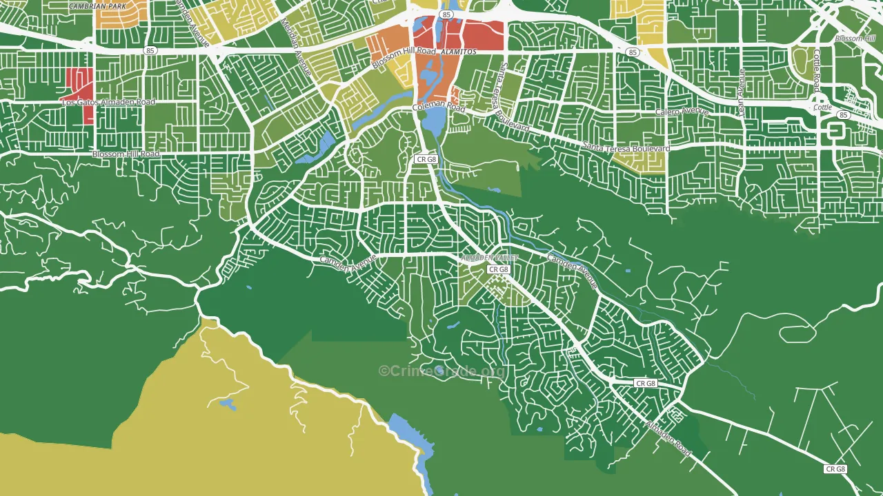 Almaden Valley, San Jose, CA Map of Drug-Related Crime Rates