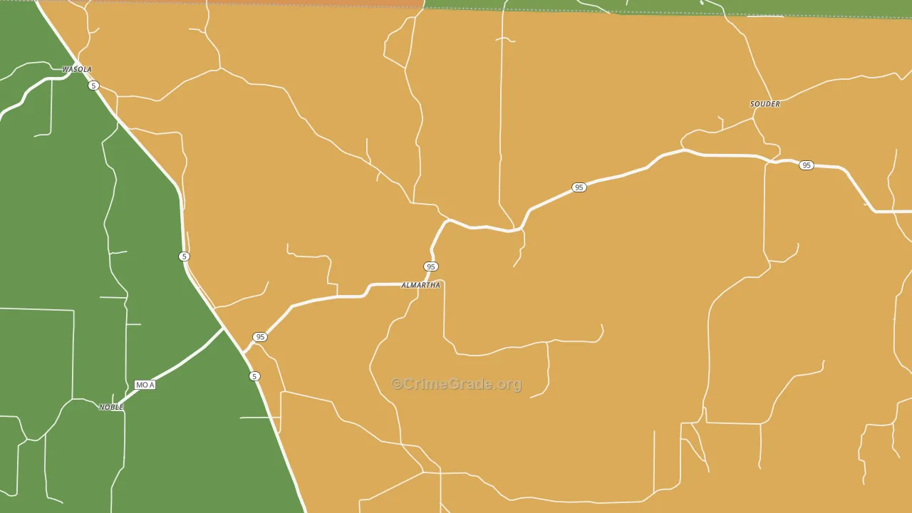 Almartha, MO Map of Drug-Related Crime Rates