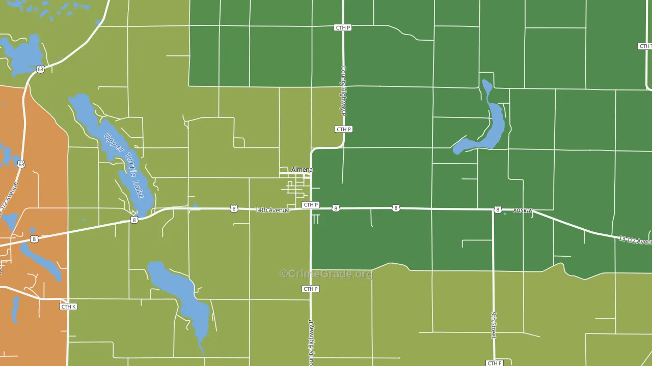 Almena, WI Map of Drug-Related Crime Rates