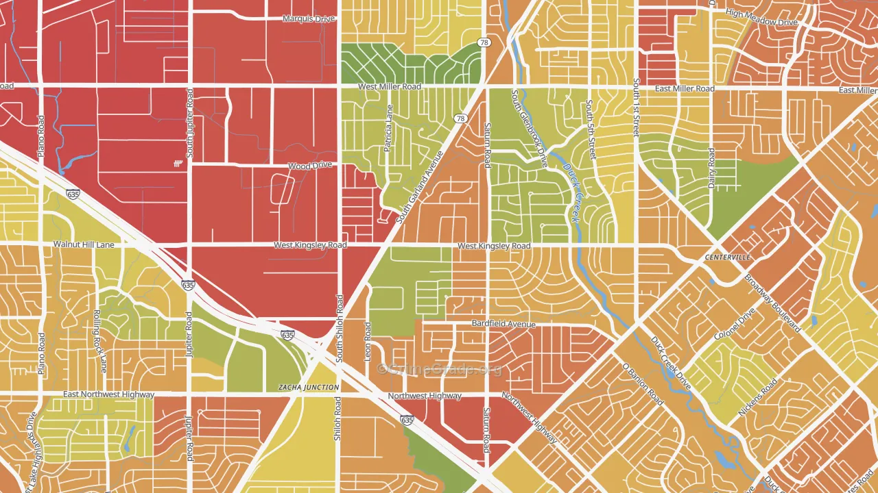 Almeta-Bonita-Bella Vista, Garland, TX Map of Drug-Related Crime Rates