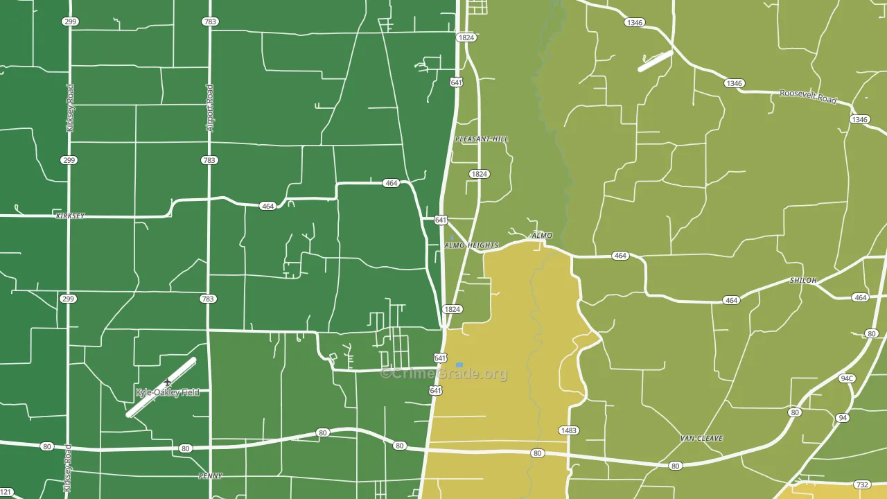Almo, KY Map of Drug-Related Crime Rates