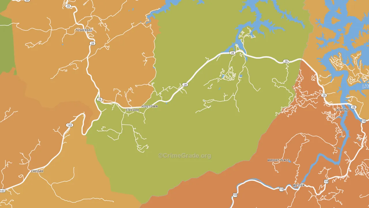 Almond, NC Map of Drug-Related Crime Rates