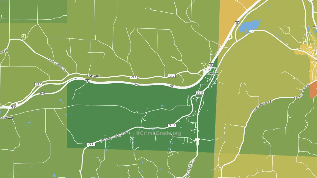 Almond, NY Map of Drug-Related Crime Rates
