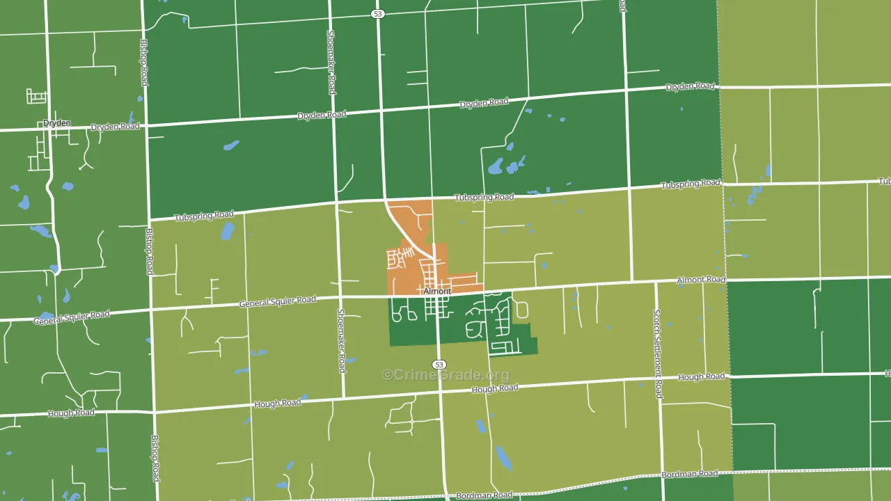 Almont, MI Map of Drug-Related Crime Rates