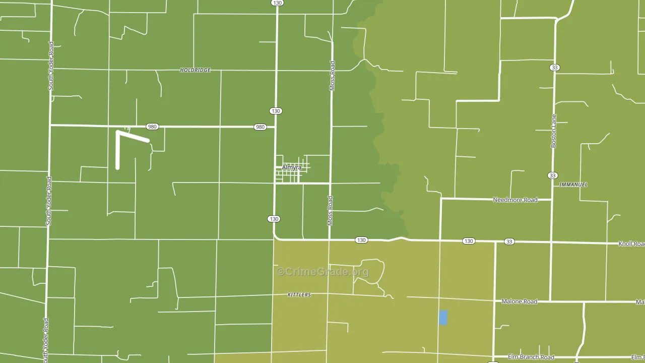 Almyra, AR Map of Drug-Related Crime Rates