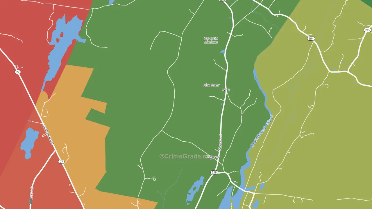Alna Center, ME Map of Drug-Related Crime Rates