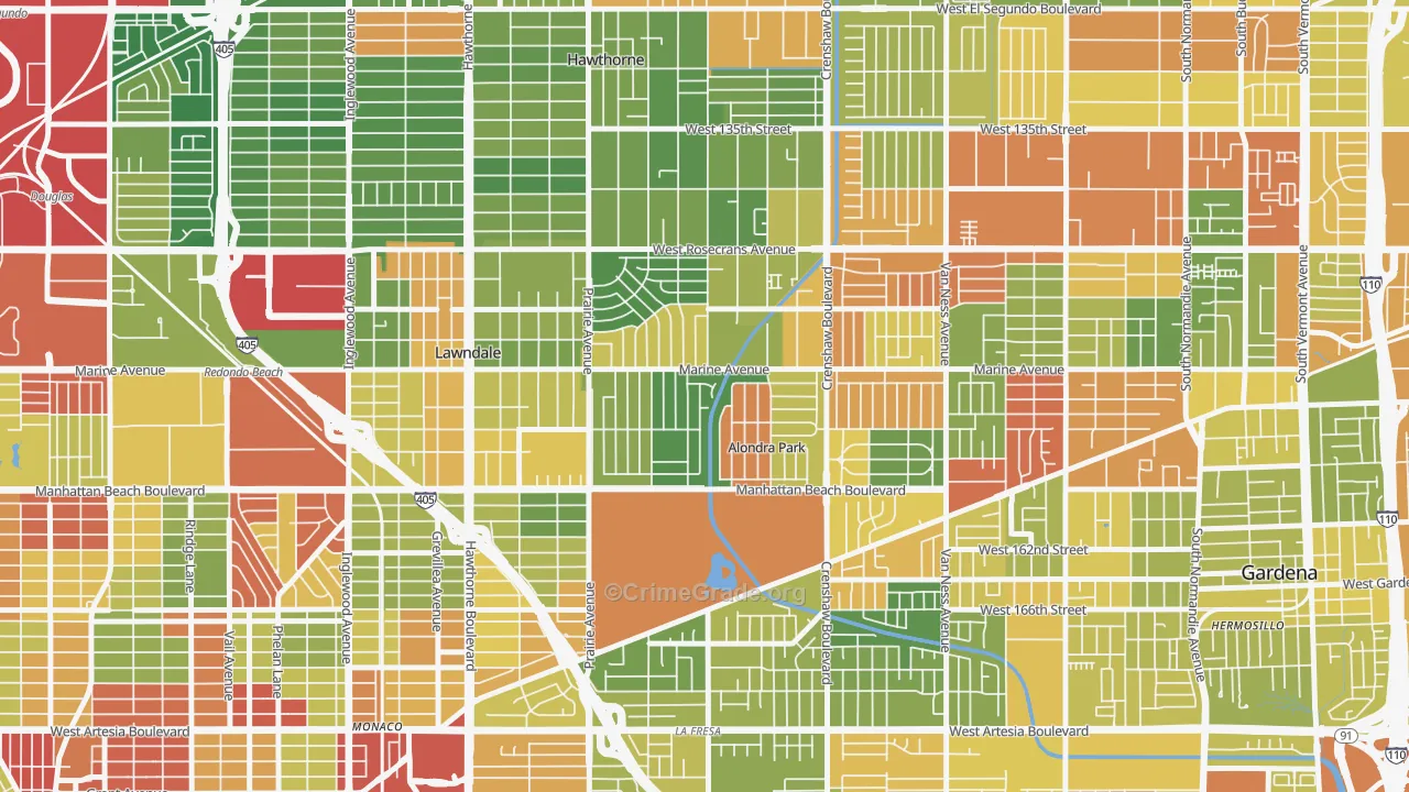 Alondra Park, Lawndale, CA Map of Drug-Related Crime Rates