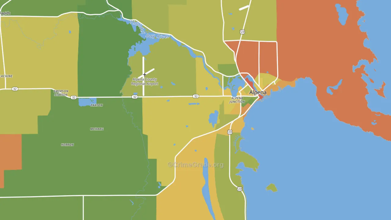 Alpena County, MI Map of Drug-Related Crime Rates