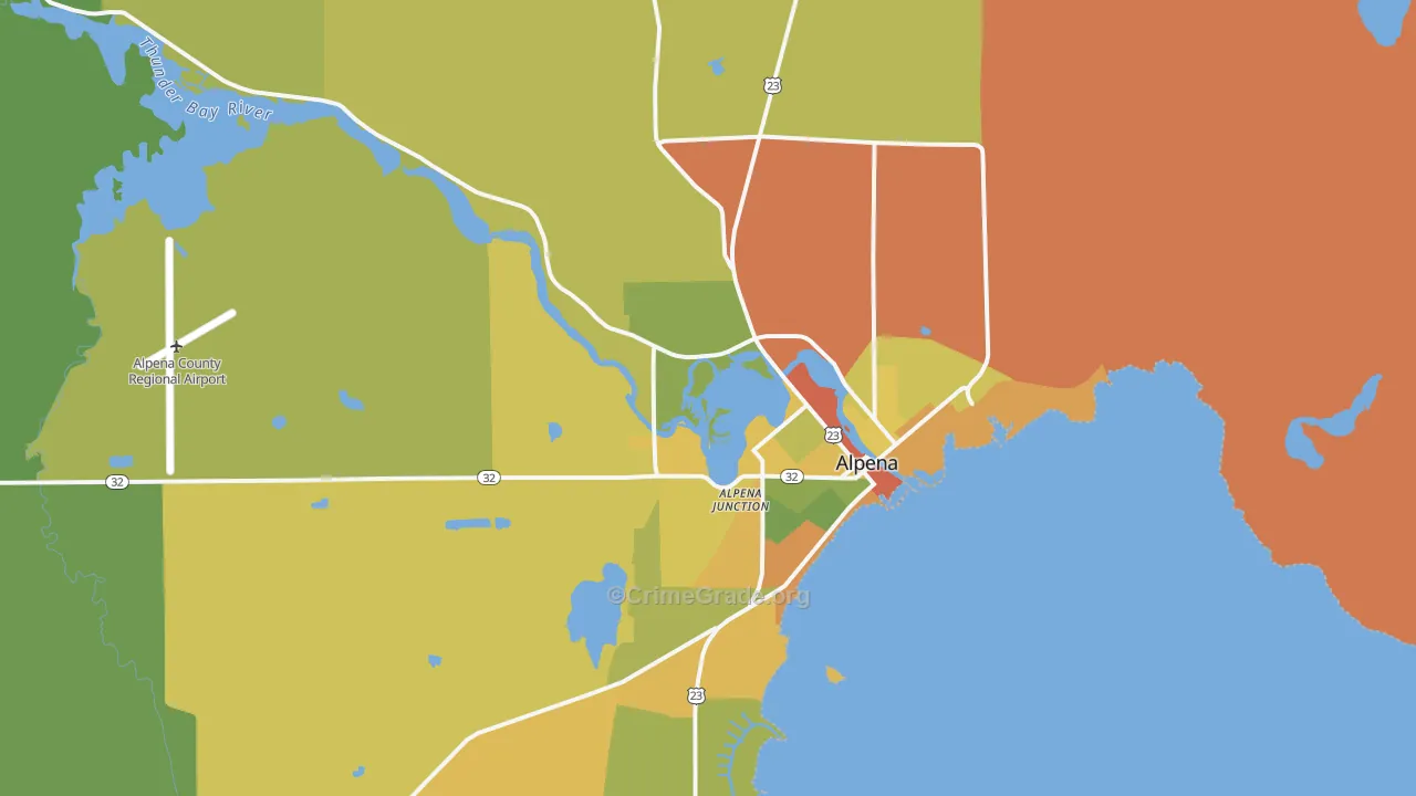 Alpena, MI Map of Drug-Related Crime Rates