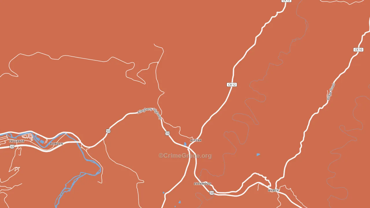 Alpena, WV Map of Drug-Related Crime Rates