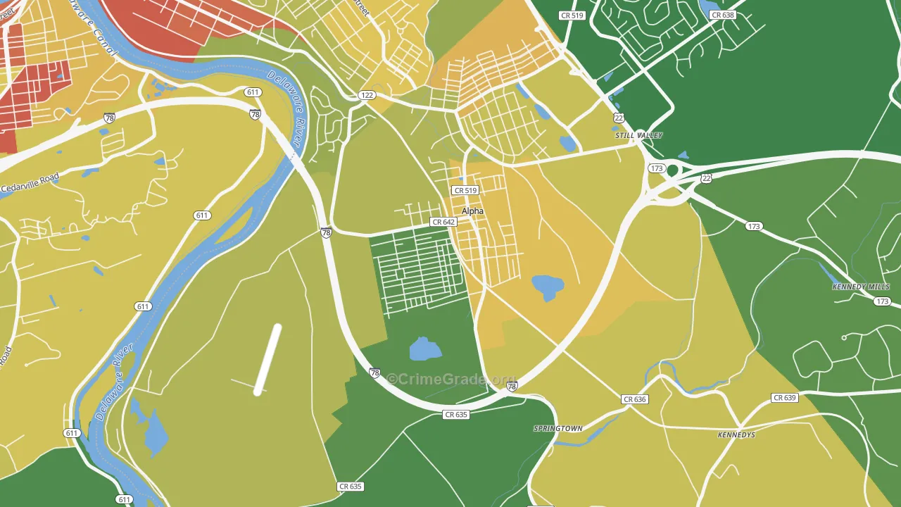 Alpha, NJ Map of Drug-Related Crime Rates