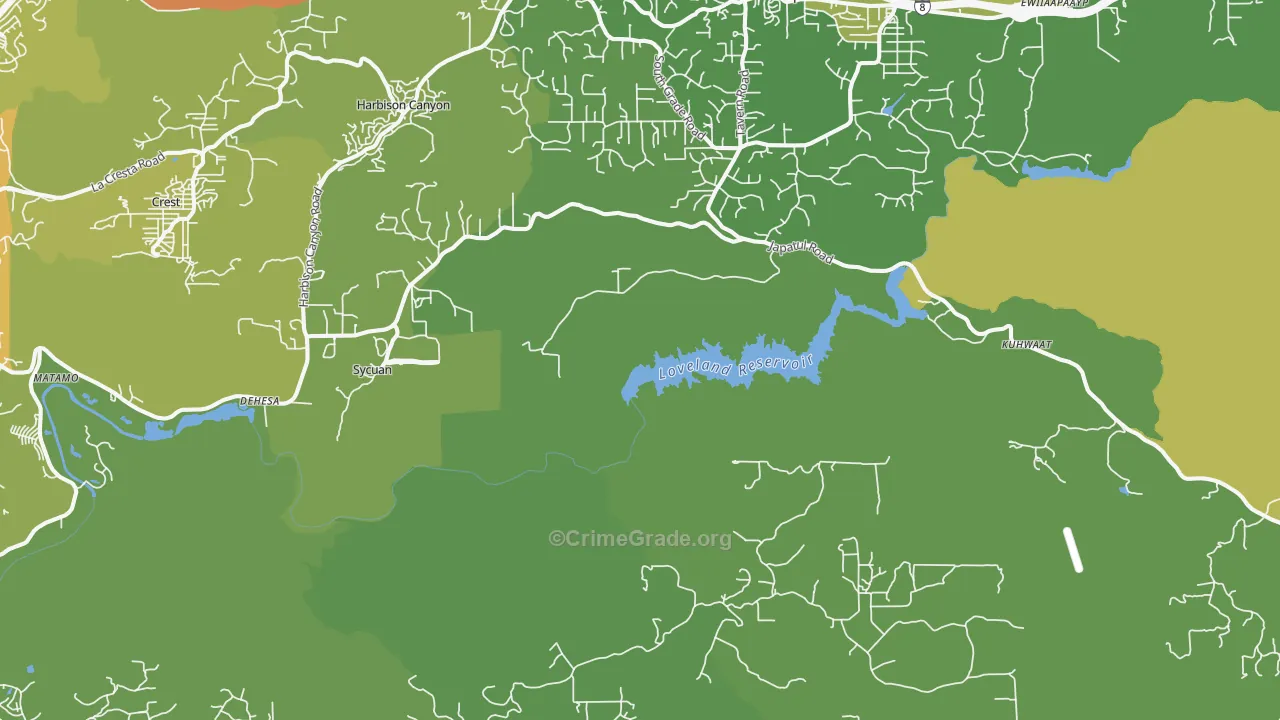 Alpine Heights, CA Map of Drug-Related Crime Rates