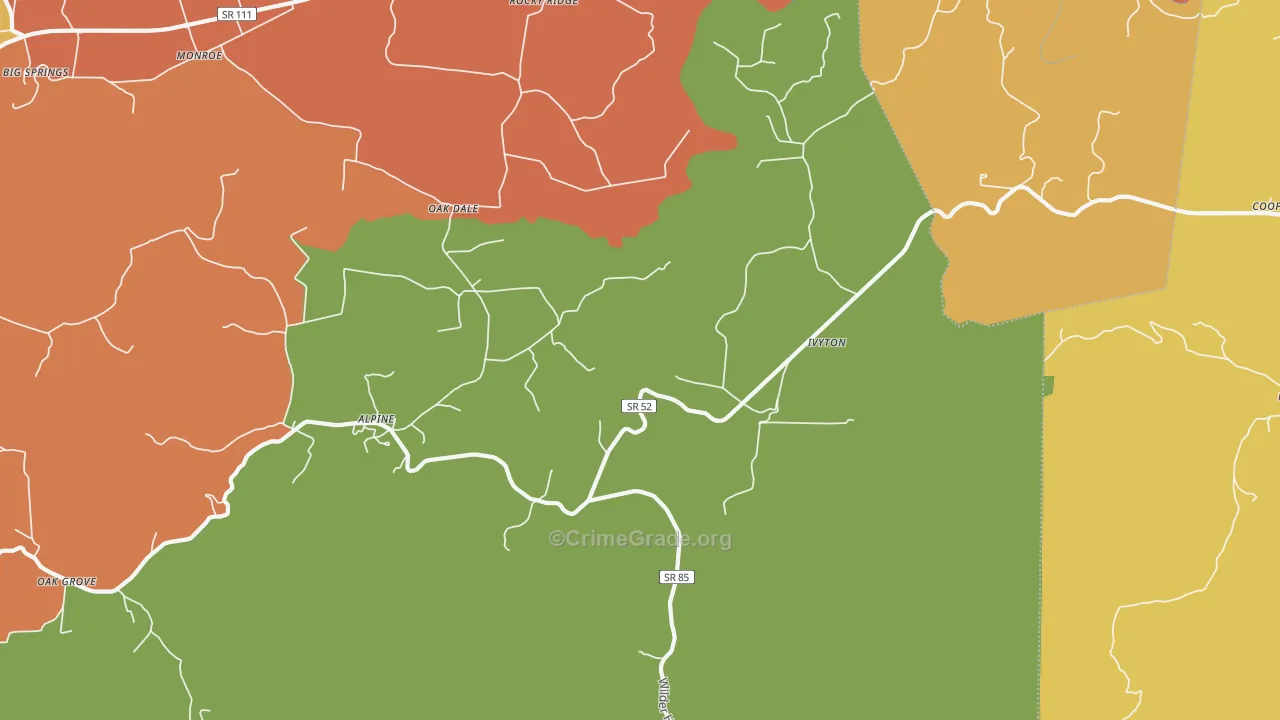 Alpine, TN Map of Drug-Related Crime Rates