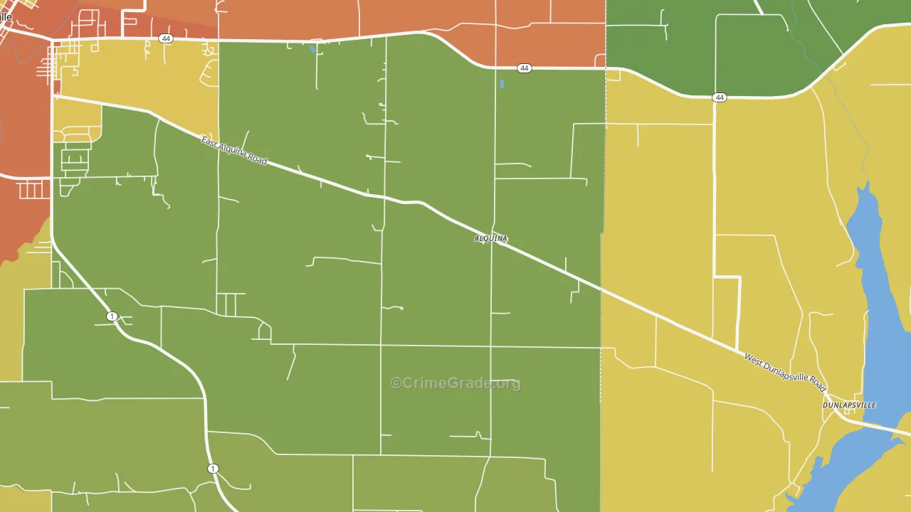 Alquina, IN Map of Drug-Related Crime Rates