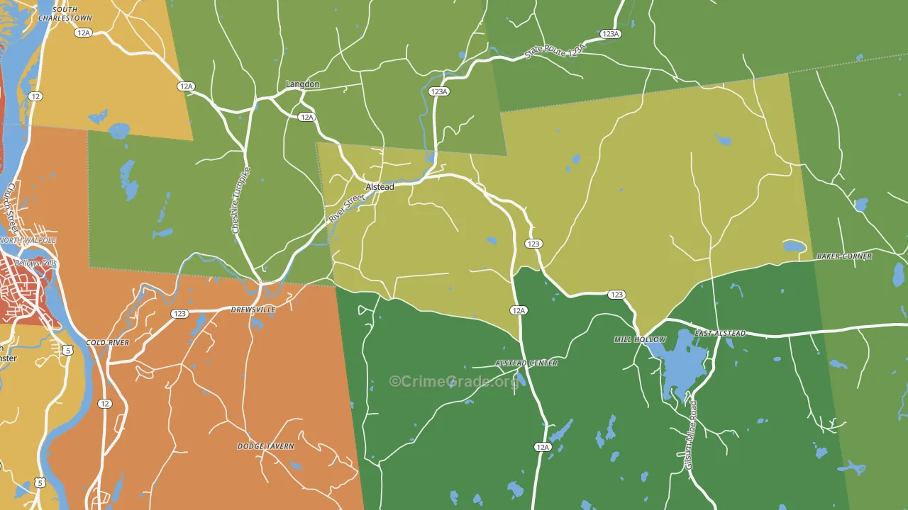 Alstead, NH Map of Drug-Related Crime Rates