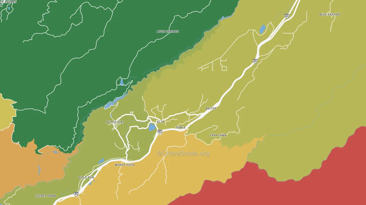 Alta, CA Map of Drug-Related Crime Rates