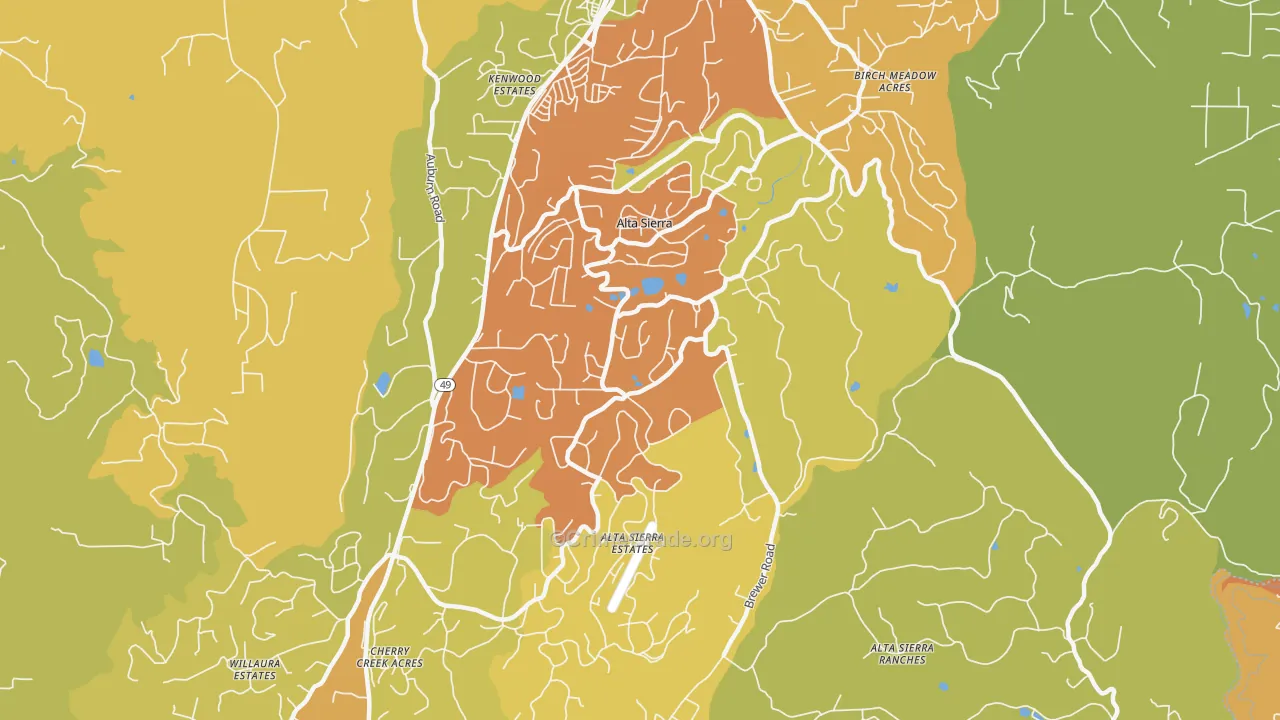 Alta Sierra, CA Map of Drug-Related Crime Rates