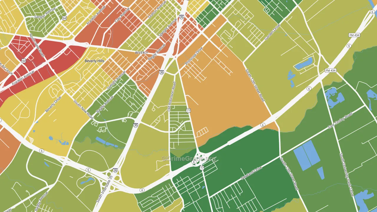 Alta Vista-Waco, Waco, TX Map of Drug-Related Crime Rates