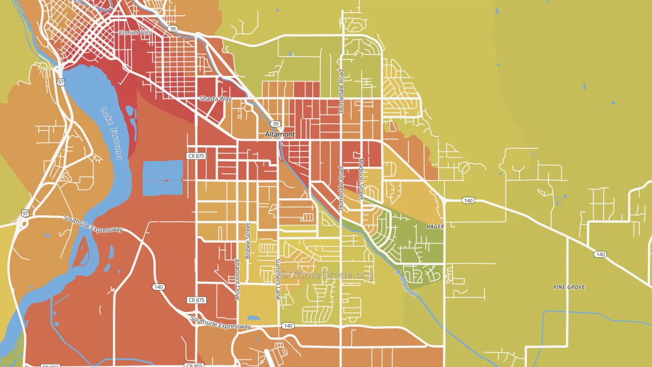 Altamont, OR Map of Drug-Related Crime Rates
