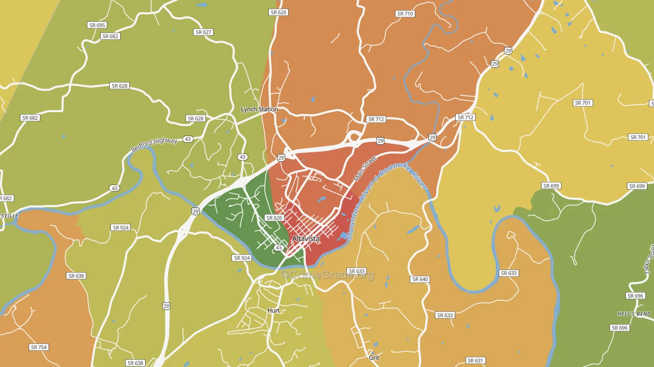 Altavista, VA Map of Drug-Related Crime Rates