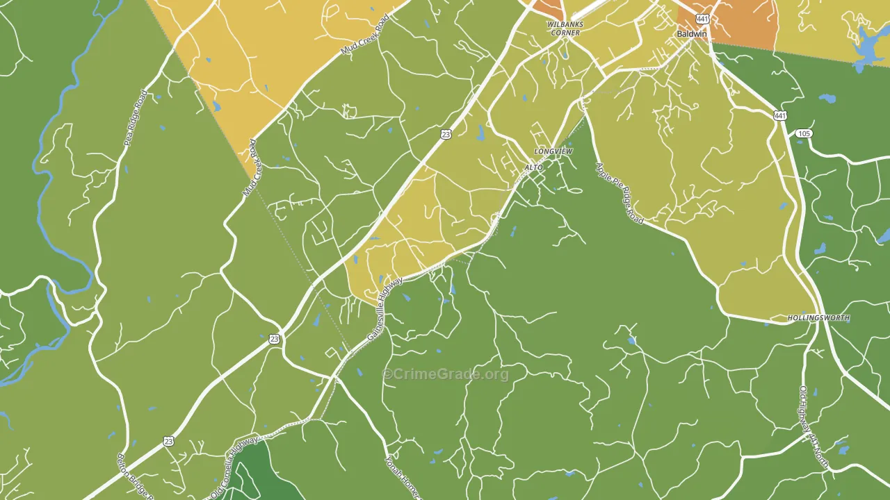 Alto, GA Map of Drug-Related Crime Rates