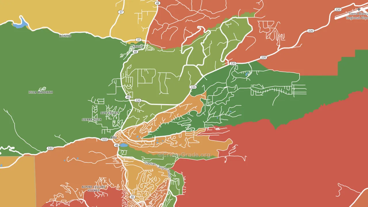 Alto, NM Map of Drug-Related Crime Rates