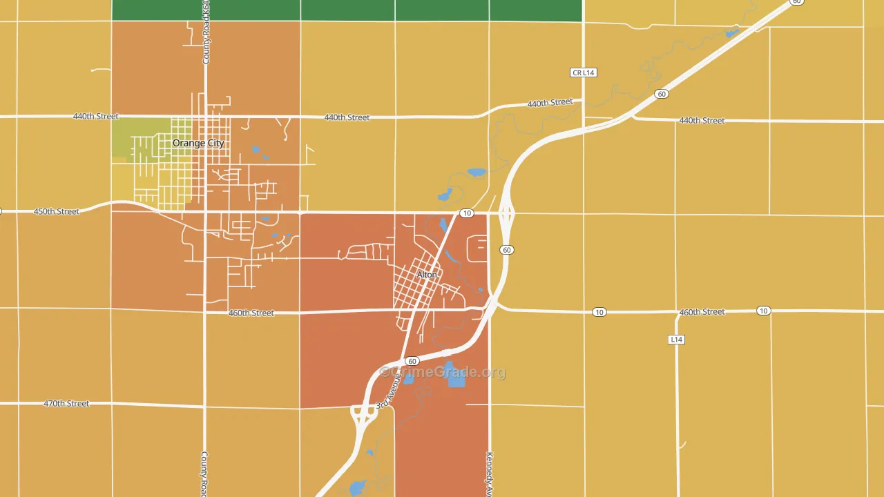 Alton, IA Map of Drug-Related Crime Rates