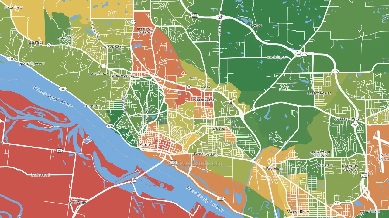 Alton, IL Map of Drug-Related Crime Rates