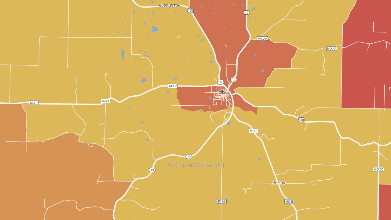 Alton, MO Map of Drug-Related Crime Rates