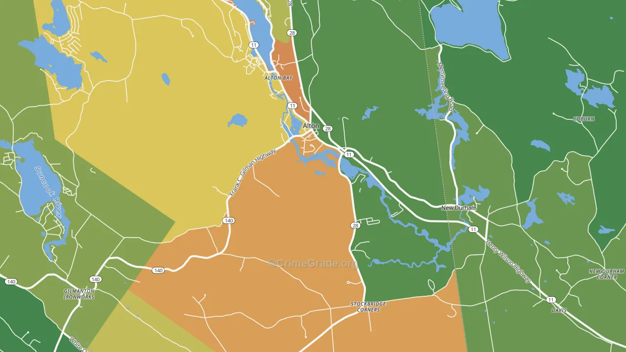 Alton, NH Map of Drug-Related Crime Rates
