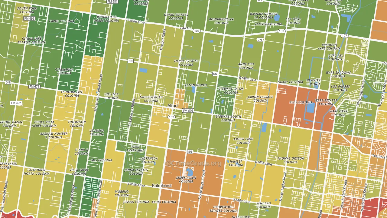 Alton, TX Map of Drug-Related Crime Rates